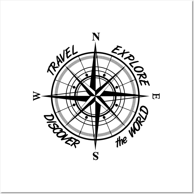 Travel explore discover the world compass Wall Art by gegogneto